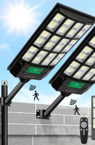 Kit 2 Luminaria Poste Solar Com Sensor Luz Solar 900w